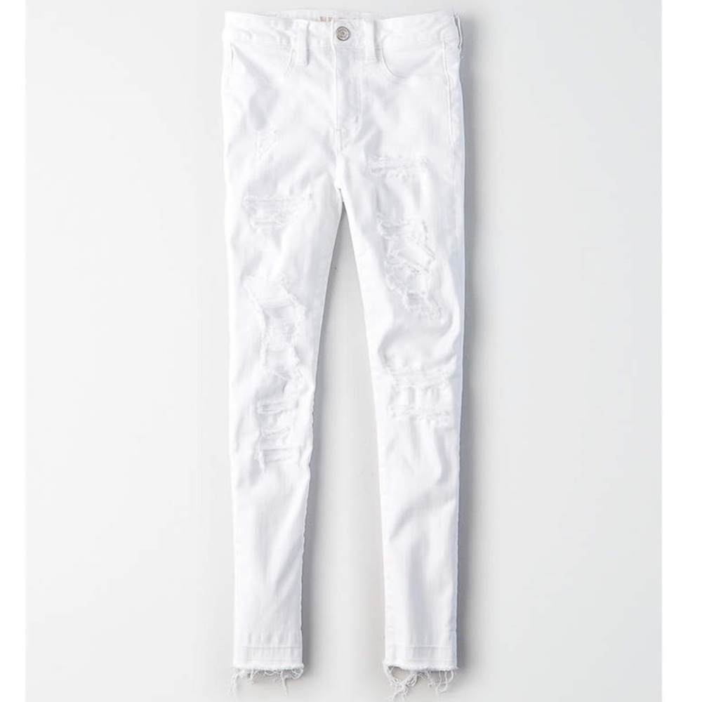 AEO White Jeans Distressed, sz2
